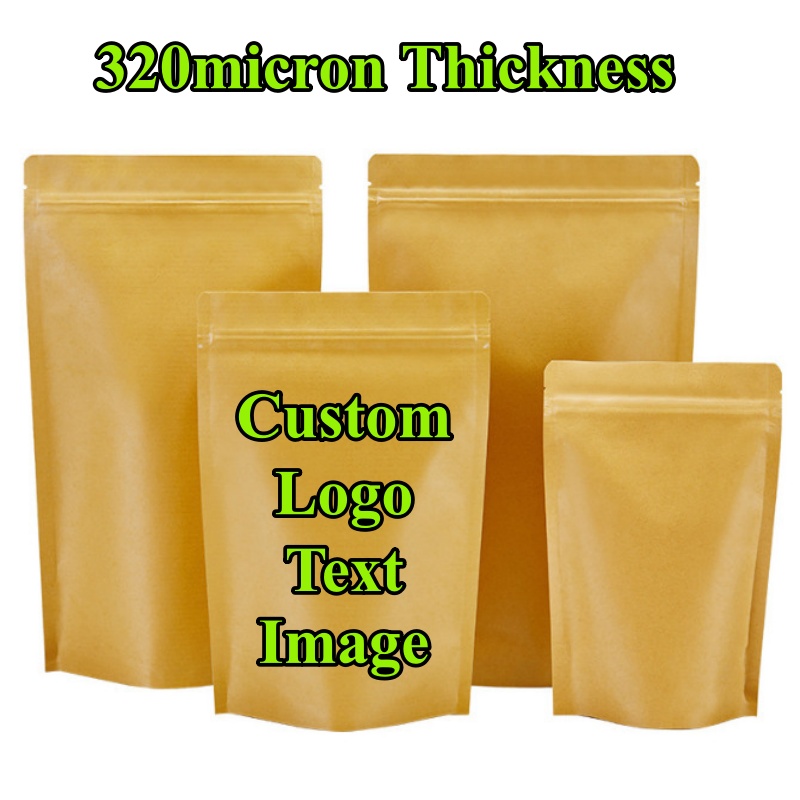 Coffee Tea Logo - 100PCS Stand-up Kraft Paper Foil Ziplock