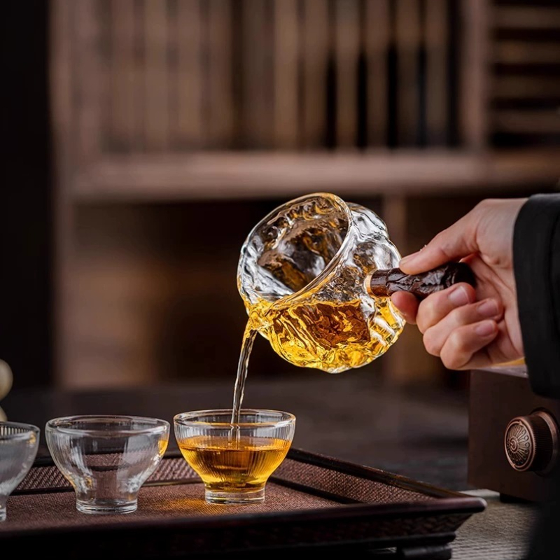 Coffee Tea Decanter - Glass Tea Serving Pitcher Decanter, Wooden