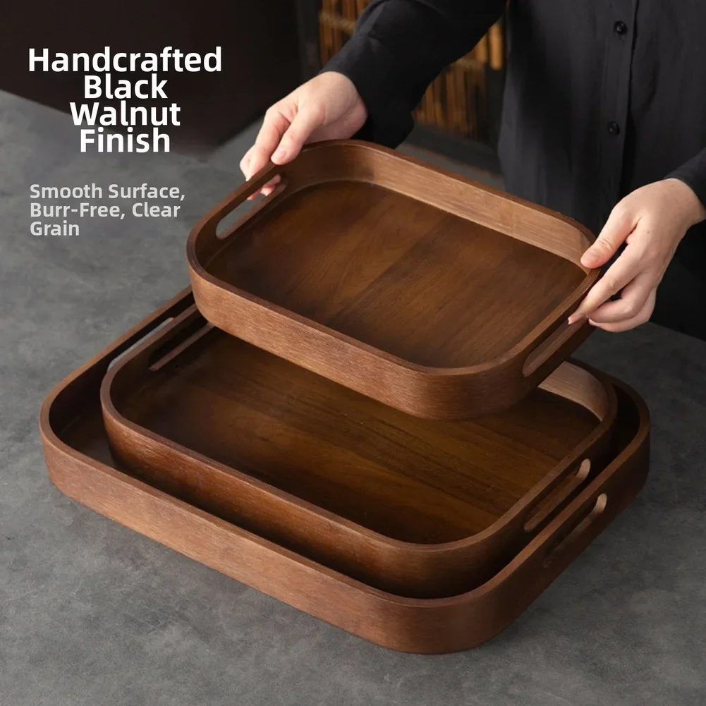 Coffee Tea Stand - Wooden Tea Tray With Handles Multi