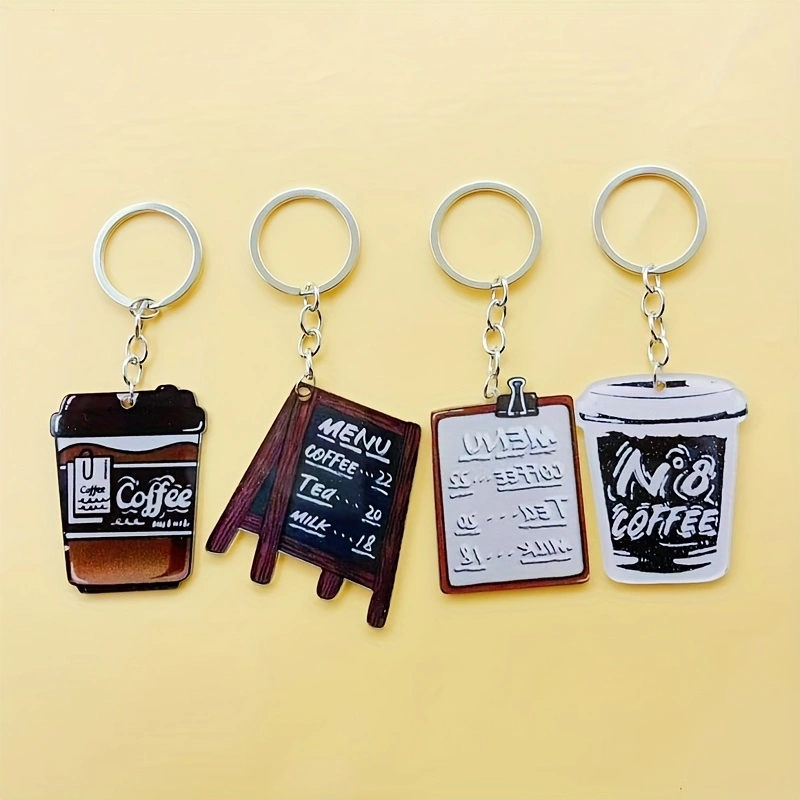 Coffee & Tea Ken'S House - 8pcs acrylic coffee cup keychain, suitable
