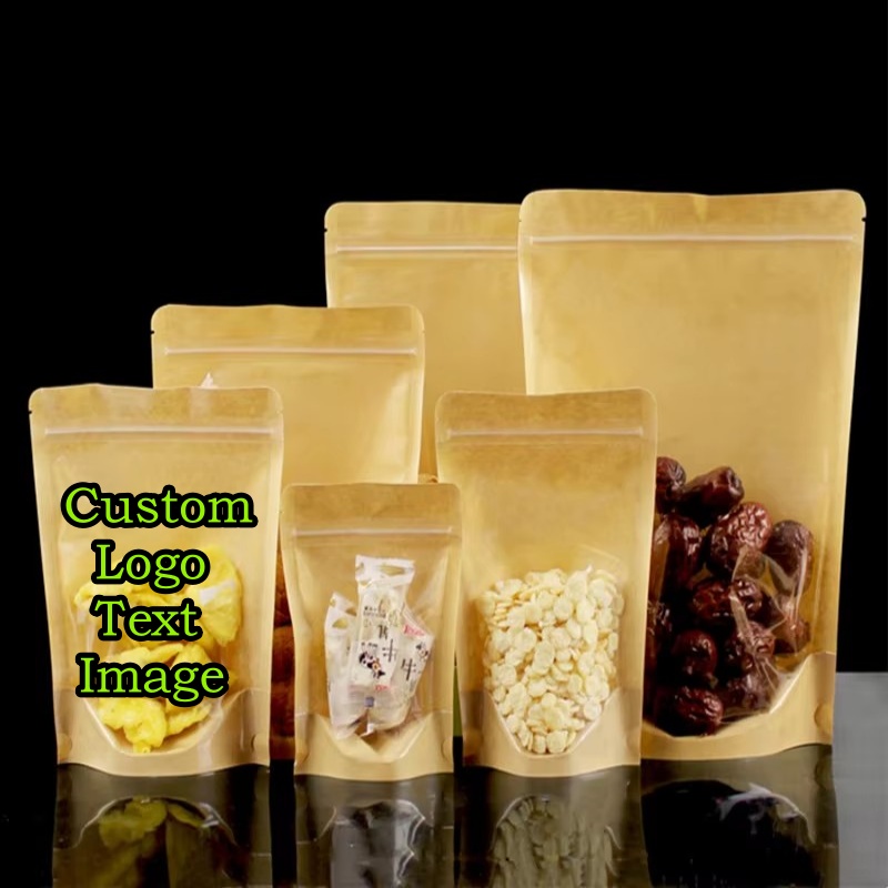 Coffee Tea Logo - 100PCS Clear Stand-up Kraft Paper Ziplock