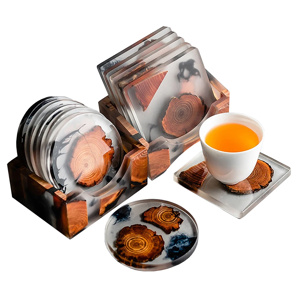 Coffee Tea Stand - 6PCS/Set Resin Pine Coasters Heat-Resistant Placemats