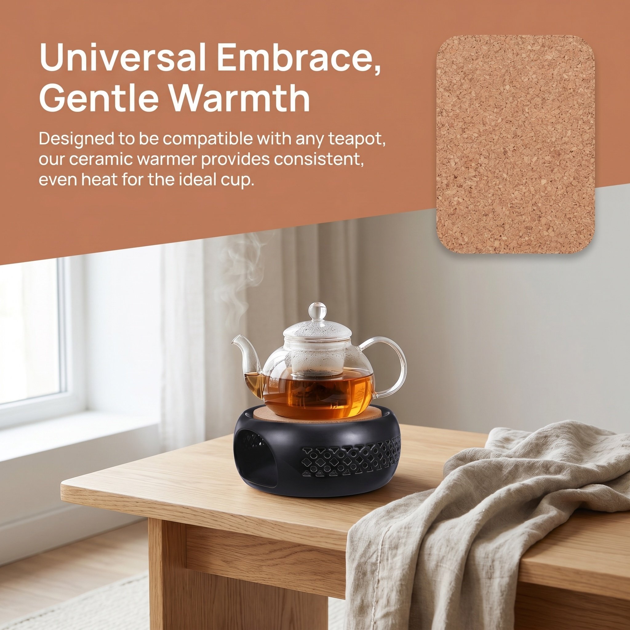Ceramic Teapot Warmer Cork Cus - Coffee Tea Stand 评论和价格