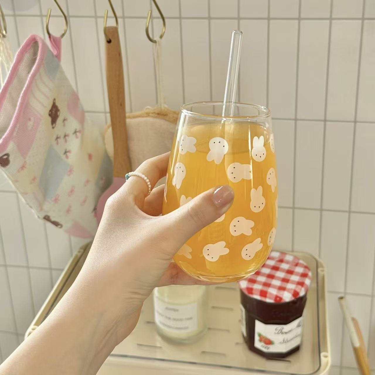 Cute Miffy Rabbit Printed Glas - Coffee Tea & Jane 评论和价格