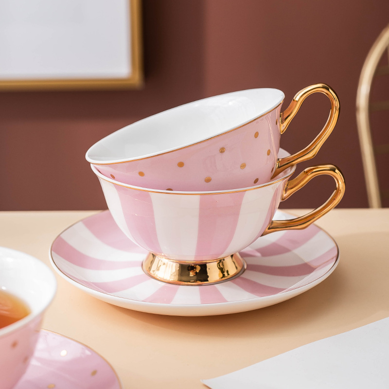 Ceramic Pink Coffee Mugs with  - Coffee Tea Set 评论和价格