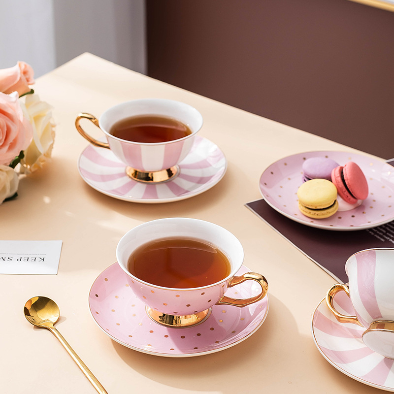 Ceramic Pink Coffee Mugs with  - Coffee Tea Set 评论和价格