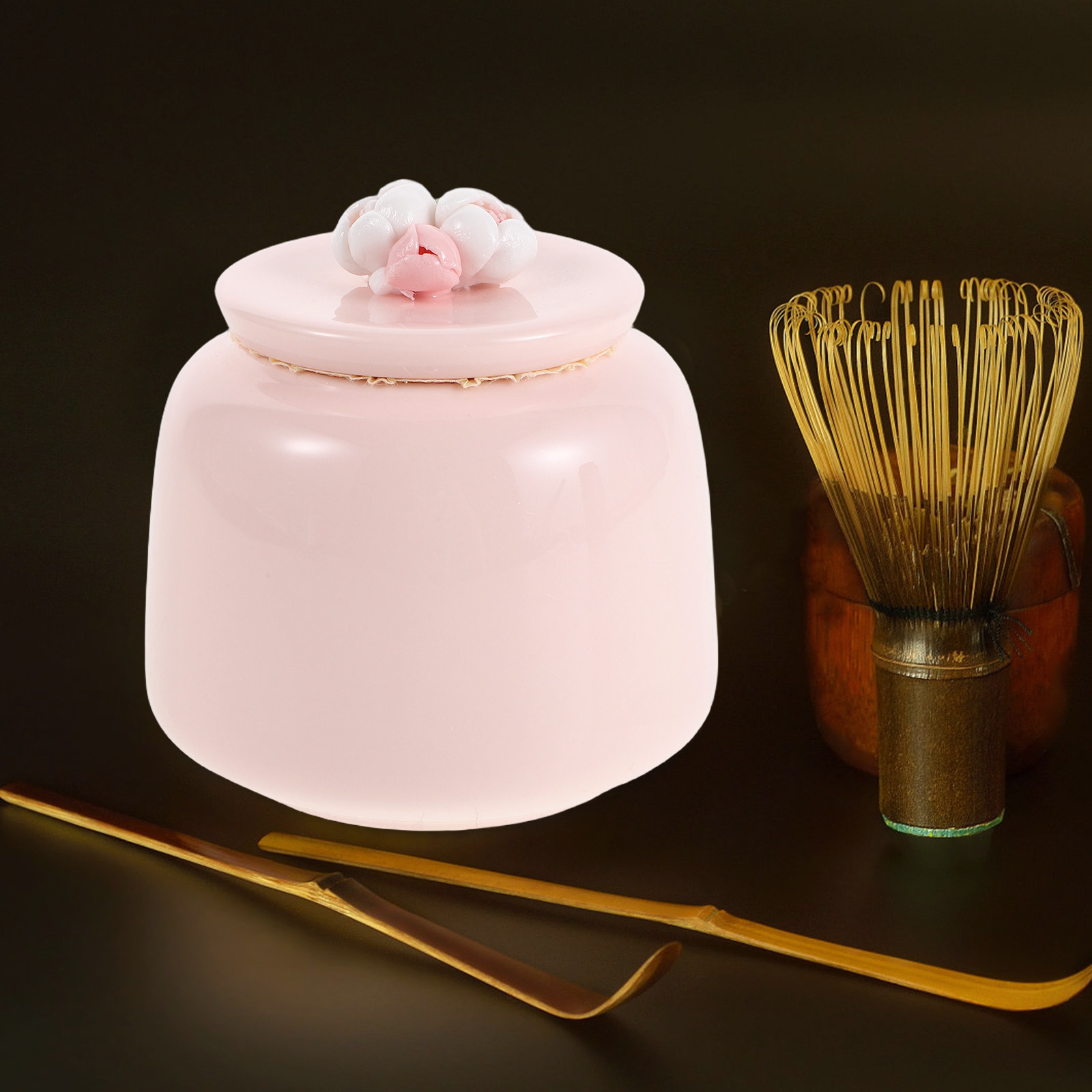 Ceramic Tea Jar Pink Porcelain - Coffee Tea Leaf And Bean 评论和价格