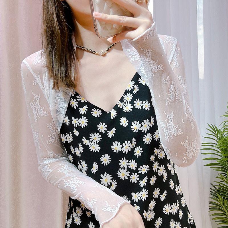 Summer Thin Long Sve Lace Open - Coffee Tea Or Me 评论和价格