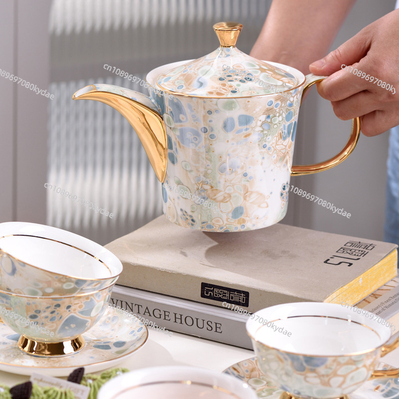 Coffee cup ceramic kettle flow - Coffee Tea Set 评论和价格