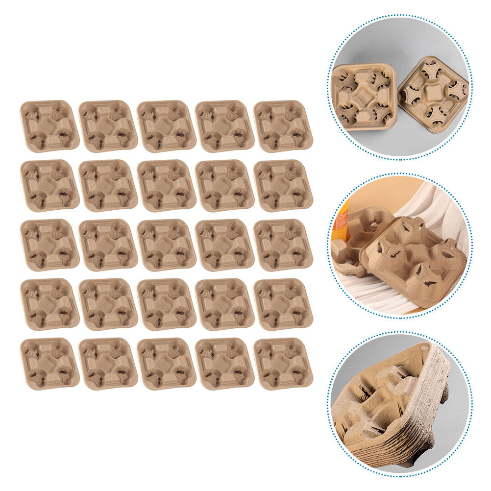 25Pcs Four Cup Paper Pulp Hold - Coffee Tea Holders 评论和价格