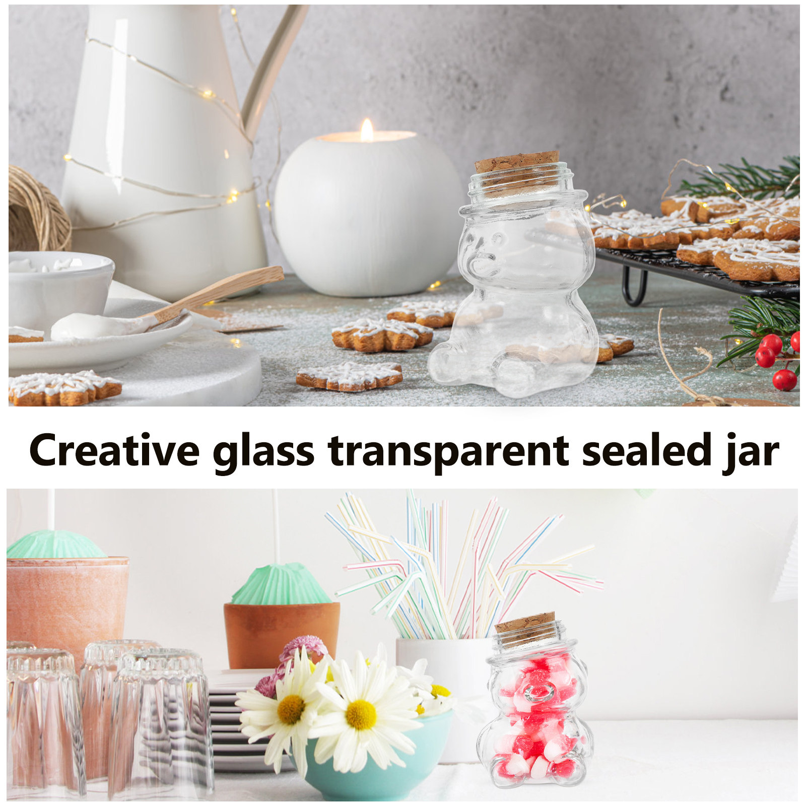 4Pcs Glass Candy Jar Set Trans - Coffee Tea Set 评论和价格