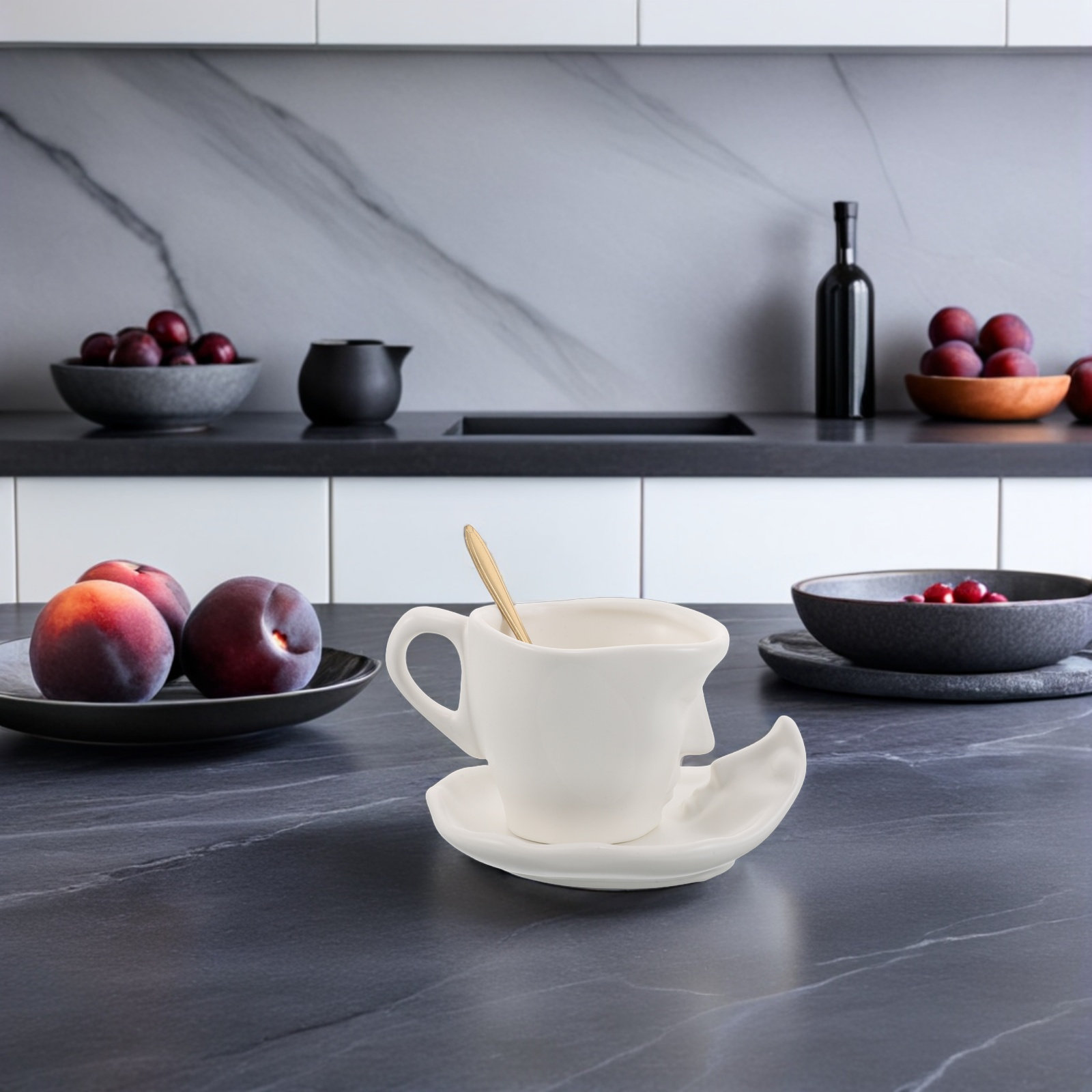 1Set Ceramic Kissing Coffee Cu - Coffee Tea Set 评论和价格
