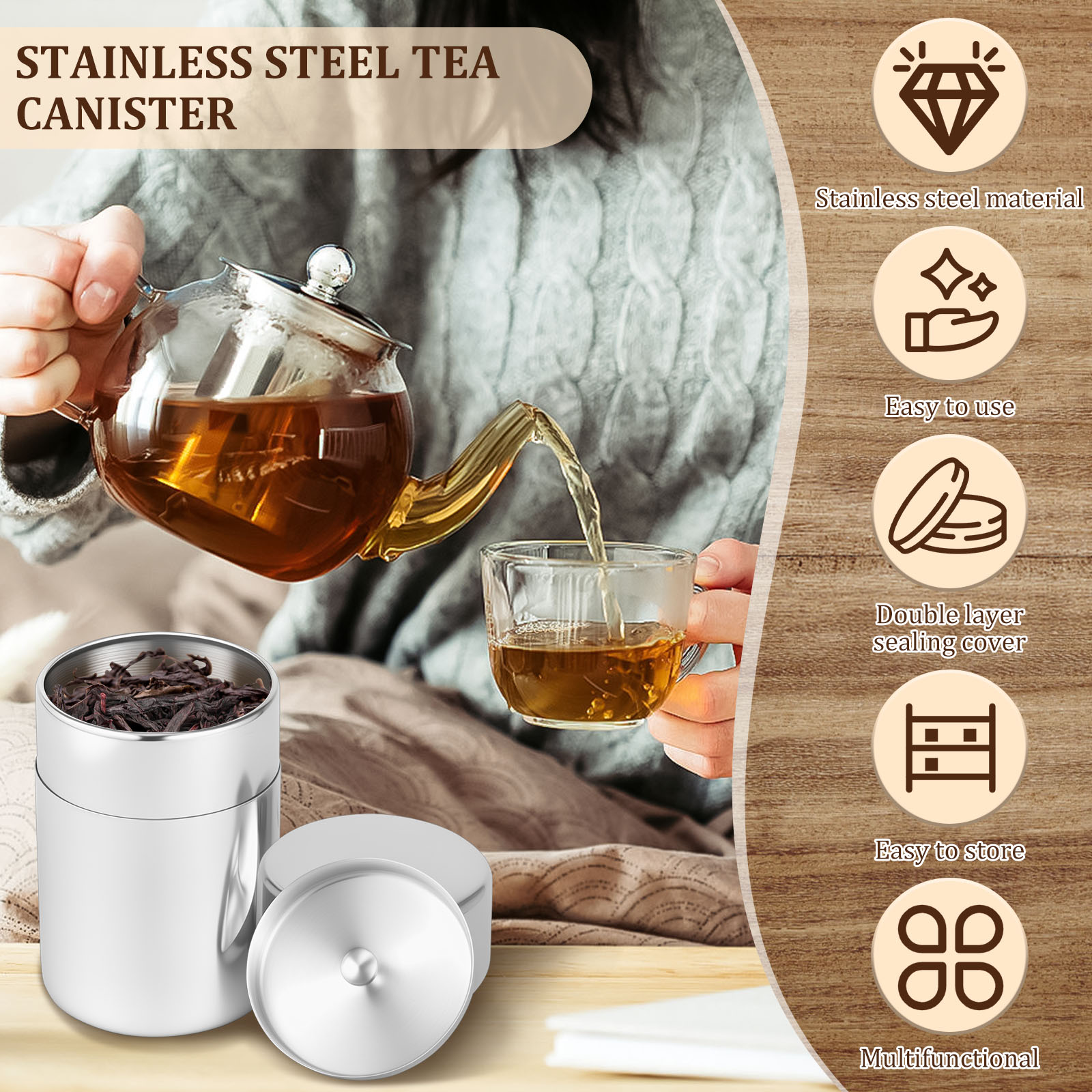 Stainless Steel Tea Leaf Tins  - Coffee Tea Leaf And Bean 评论和价格