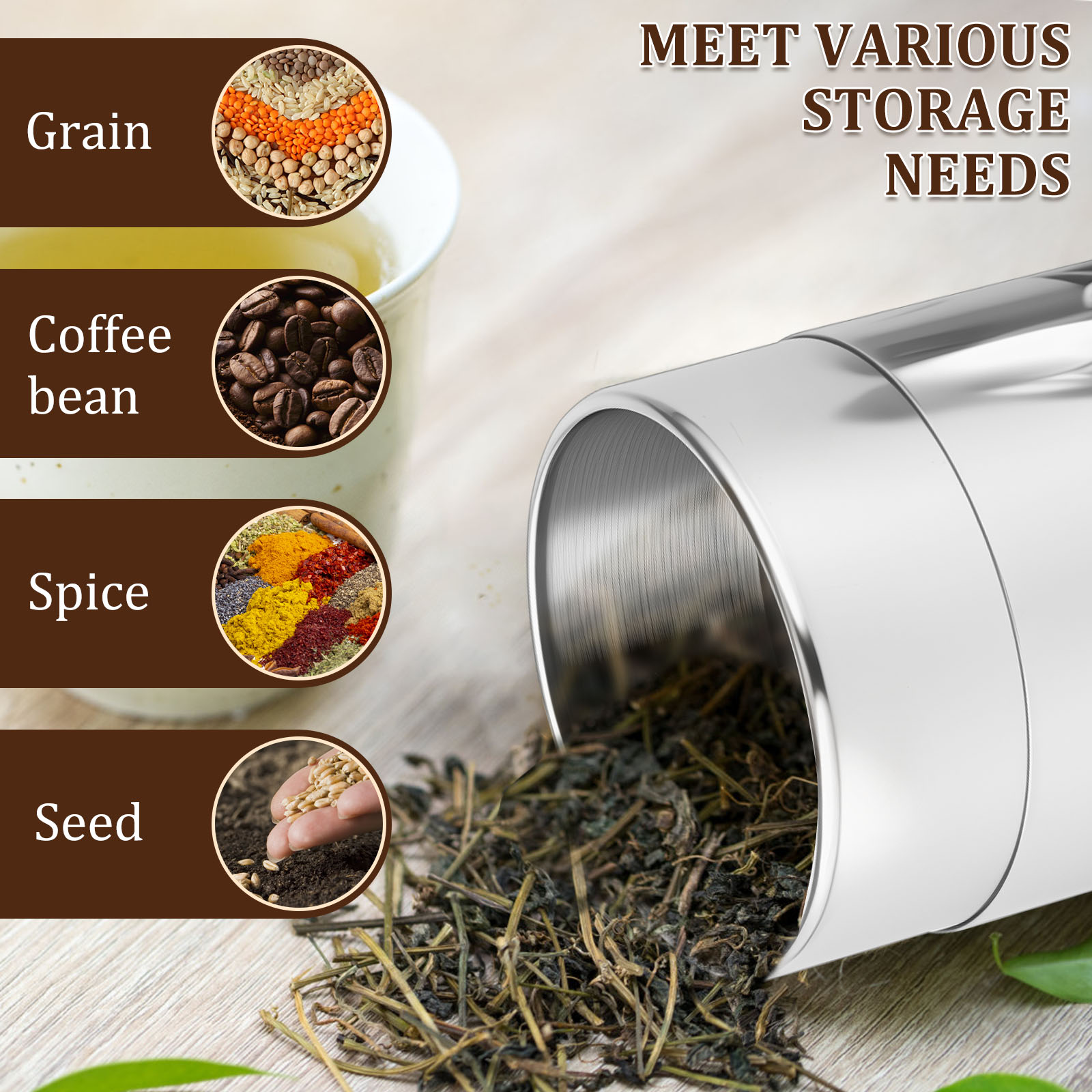 Stainless Steel Tea Leaf Tins  - Coffee Tea Leaf And Bean 评论和价格