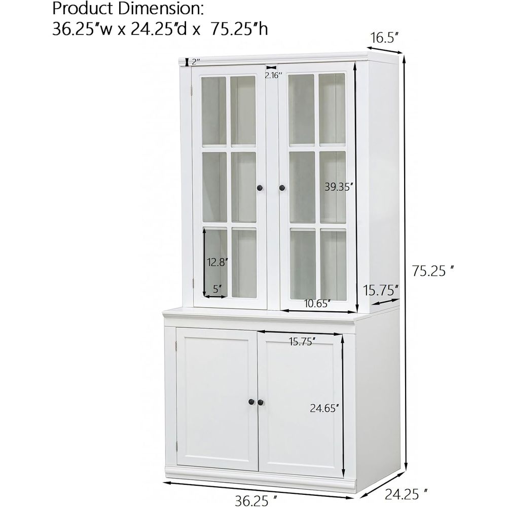 75 Tall White Glass Door Kitch - Coffee & Tea Ken'S House 评论和价格