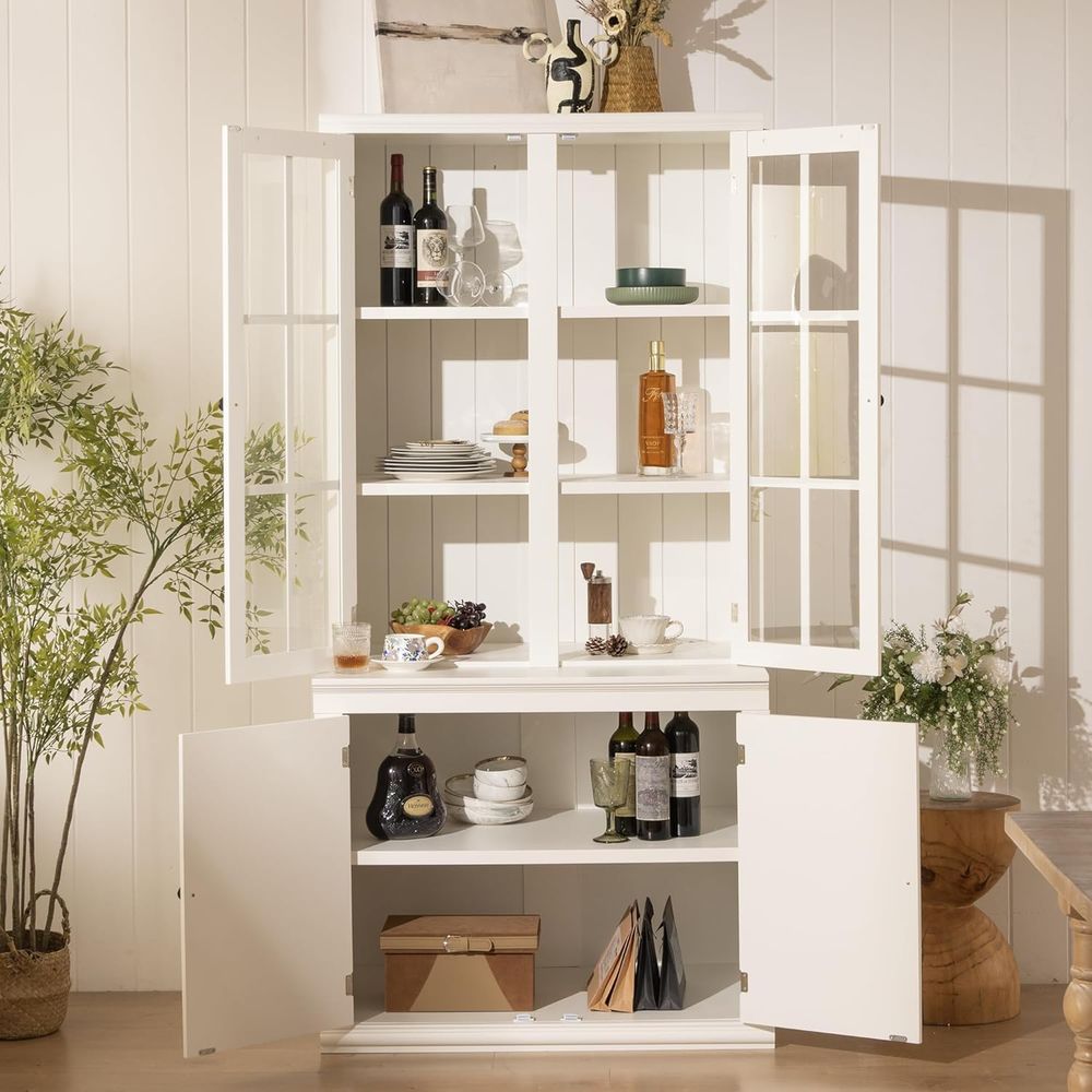 75 Tall White Glass Door Kitch - Coffee & Tea Ken'S House 评论和价格