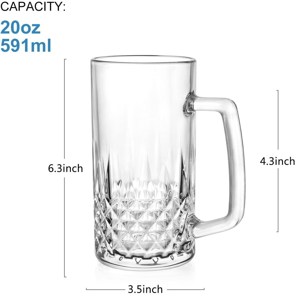 20 oz Heavy Glass Mugs Set of  - Coffee Tea Set 评论和价格