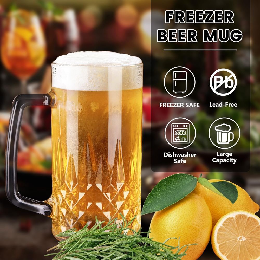 20 oz Heavy Glass Mugs Set of  - Coffee Tea Set 评论和价格