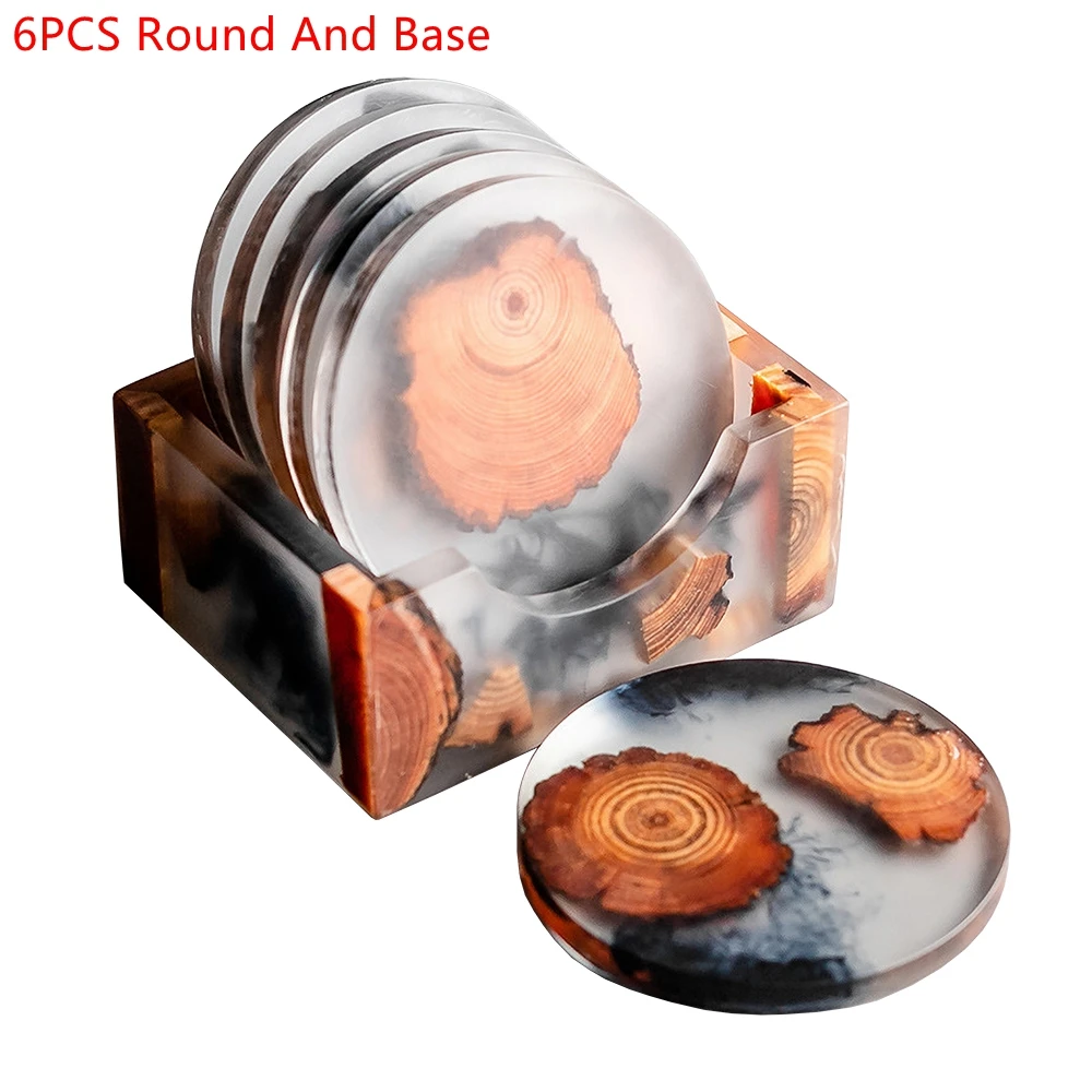 6PCS/Set Resin Pine Coasters H - Coffee Tea Stand 评论和价格