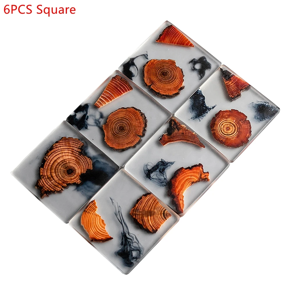 6PCS/Set Resin Pine Coasters H - Coffee Tea Stand 评论和价格